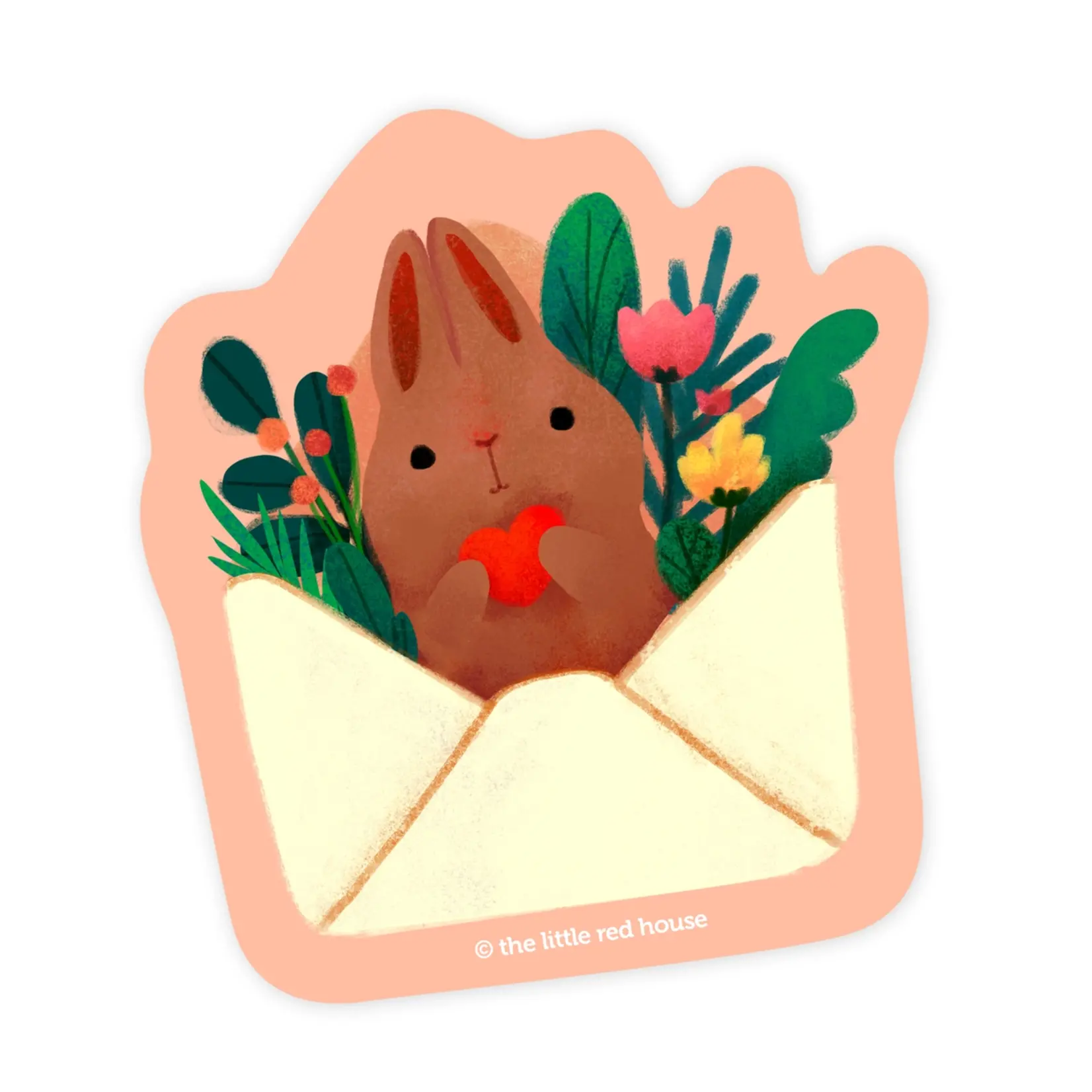 The Little Red House Brown Bunny Mail Vinyl Sticker