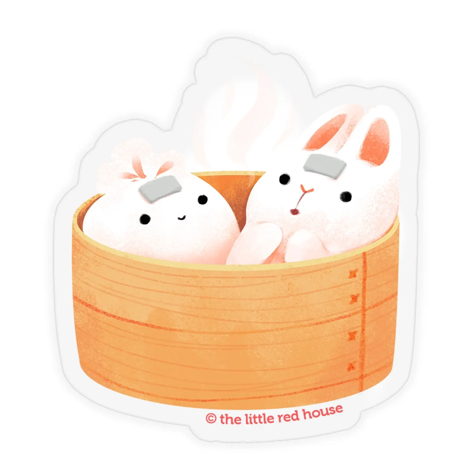The Little Red House Bunny Bao Steam Clear Sticker