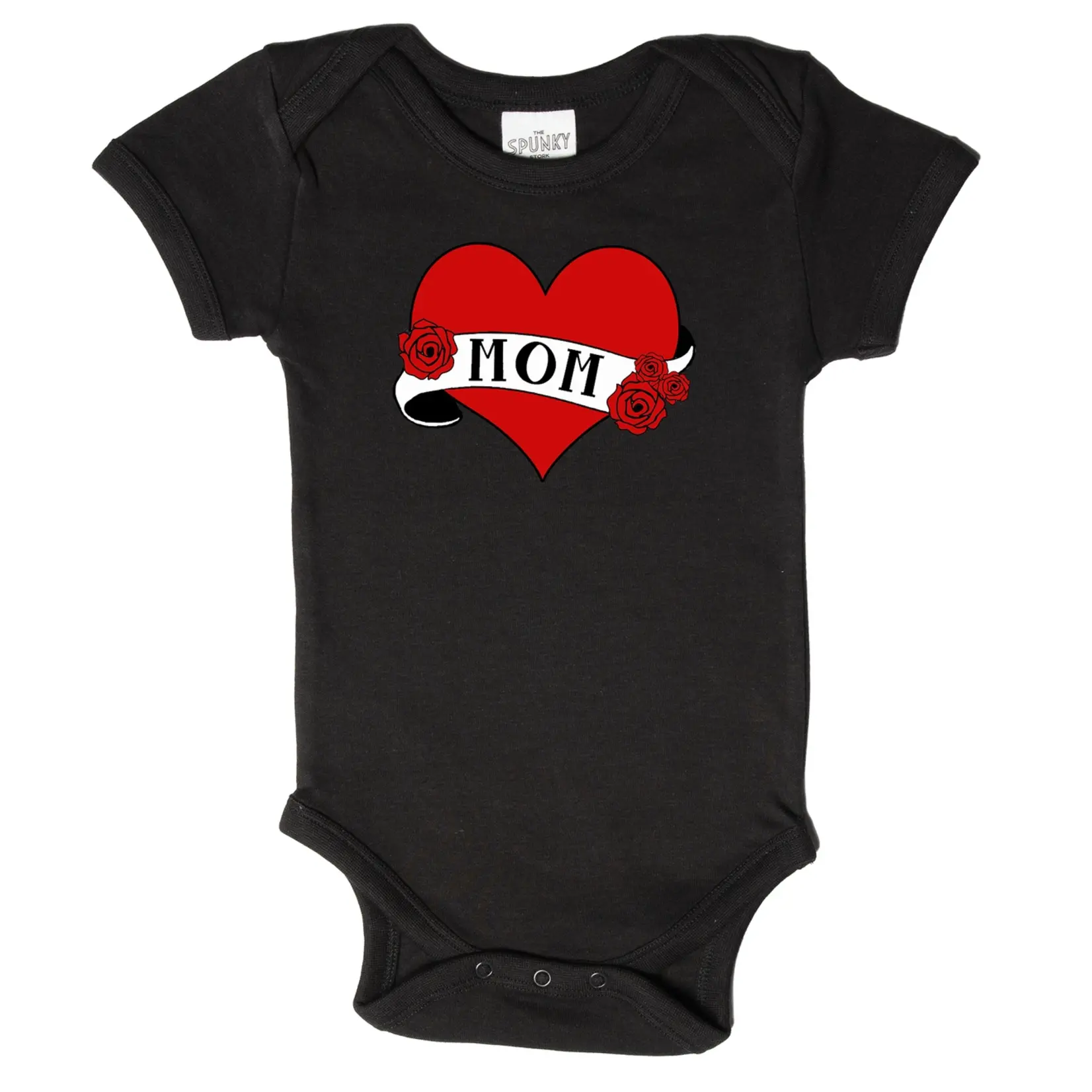 Spunky Stork Mom Tattoo Onesie-Black