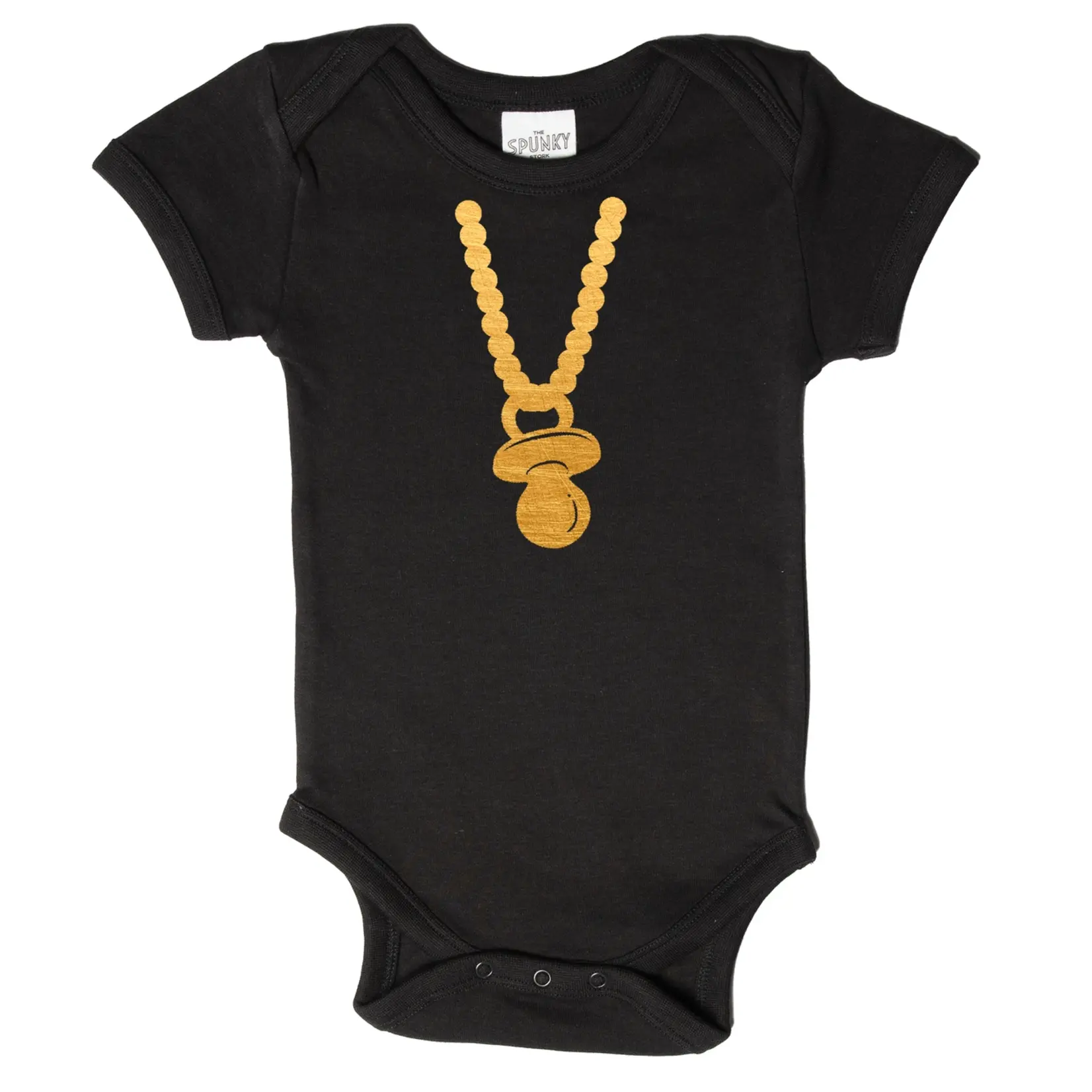 Spunky Stork Gold Chain Onesie-Black