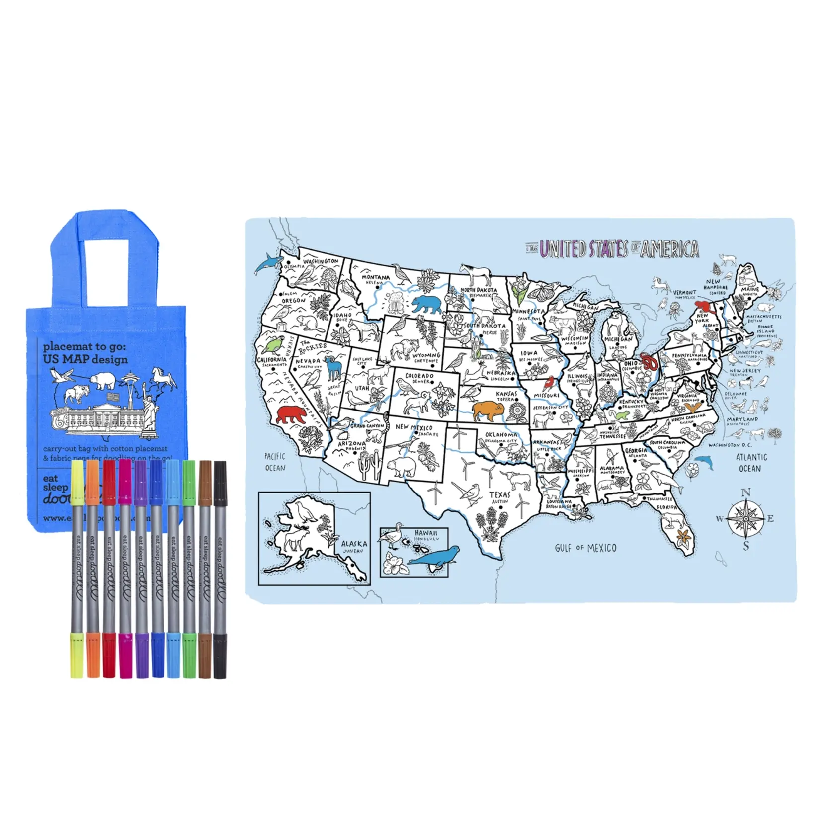 eatsleepdoodle Coloring Mat - US Map