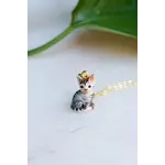 Peter and June Tiny Sooki Grey Tiger Cat Necklace