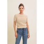 In February Pointelle Pullover Sweater-Beige