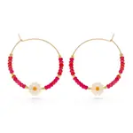 Amano Studio Daisy Bead Hoop Earrings Rainbow Coral