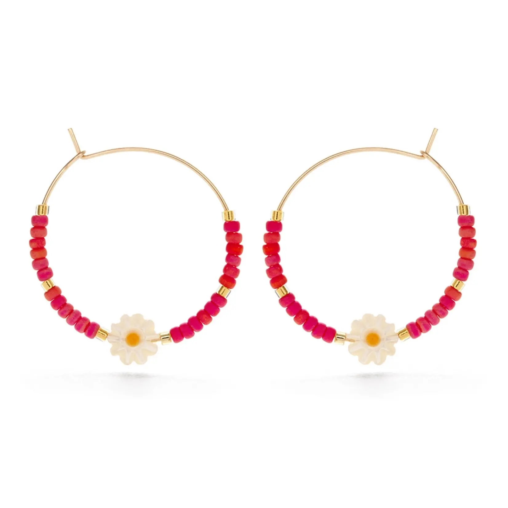 Amano Studio Daisy Bead Hoop Earrings Rainbow Coral