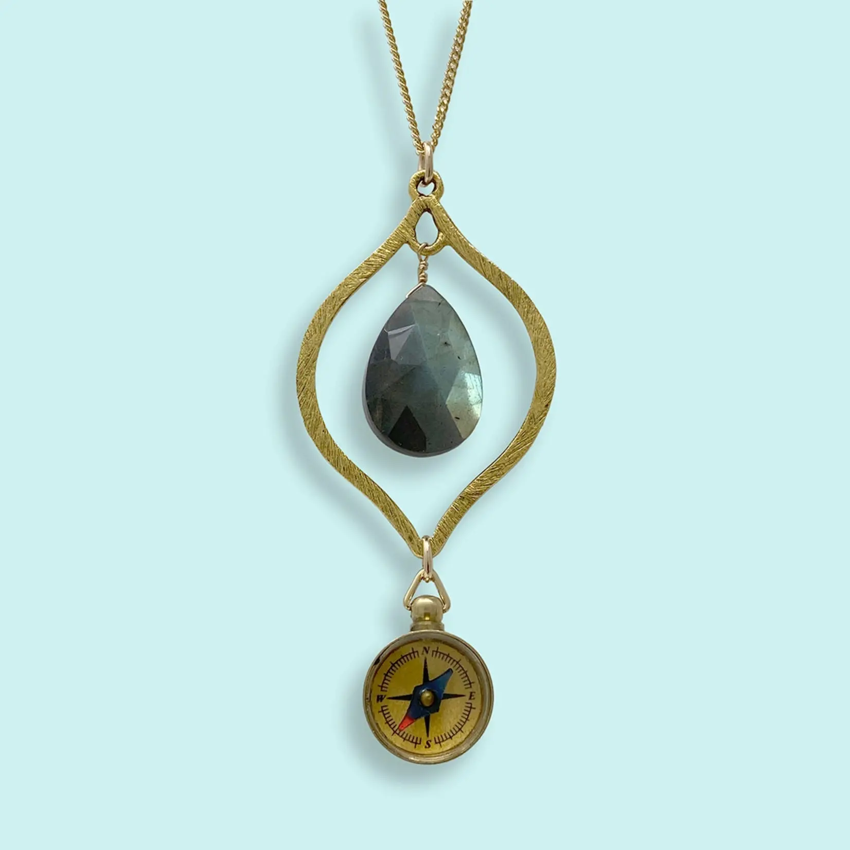 Ornamental Things Labradorite and Compass Necklace