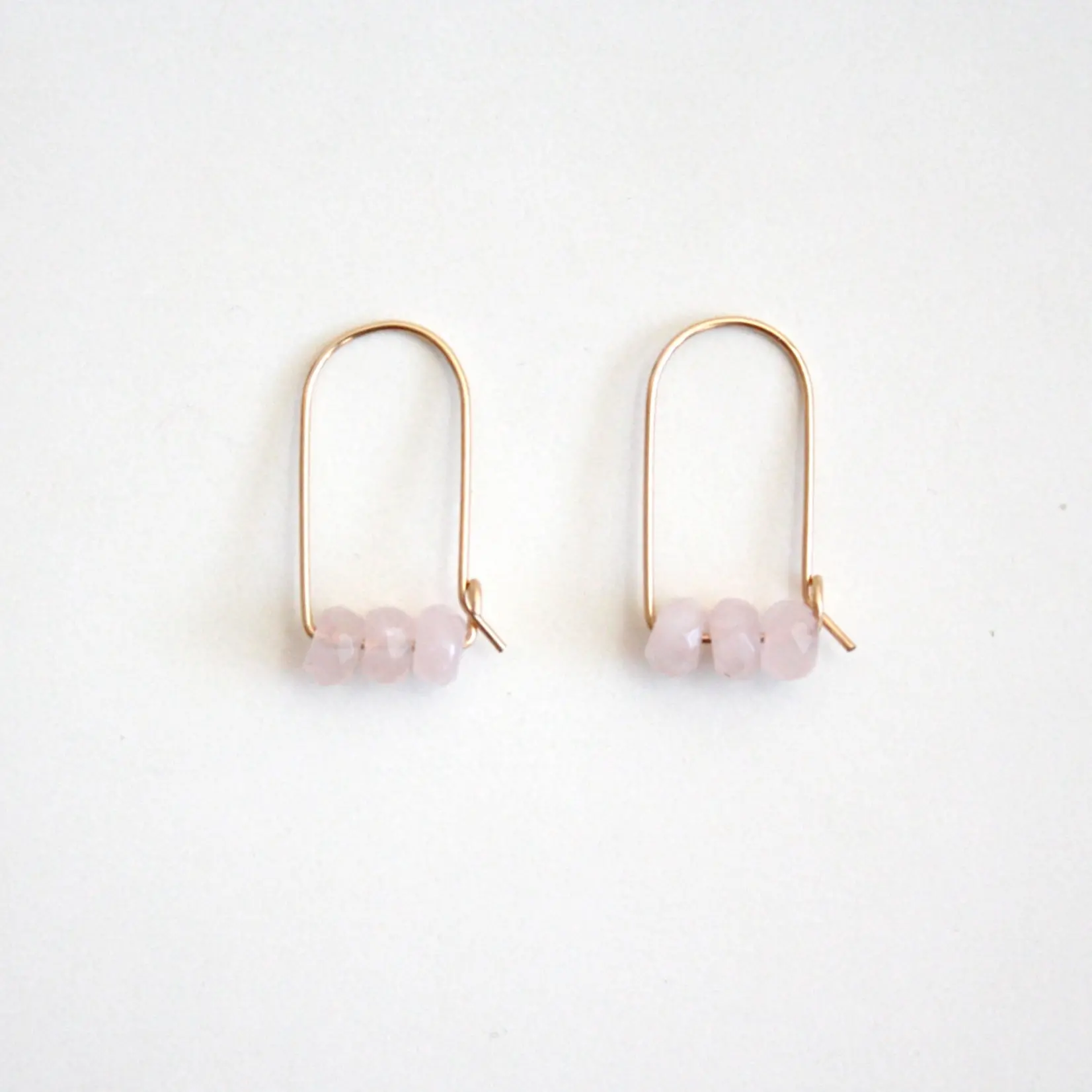 Hooks & Luxe Small Mountain Hoops -Rose Quartz