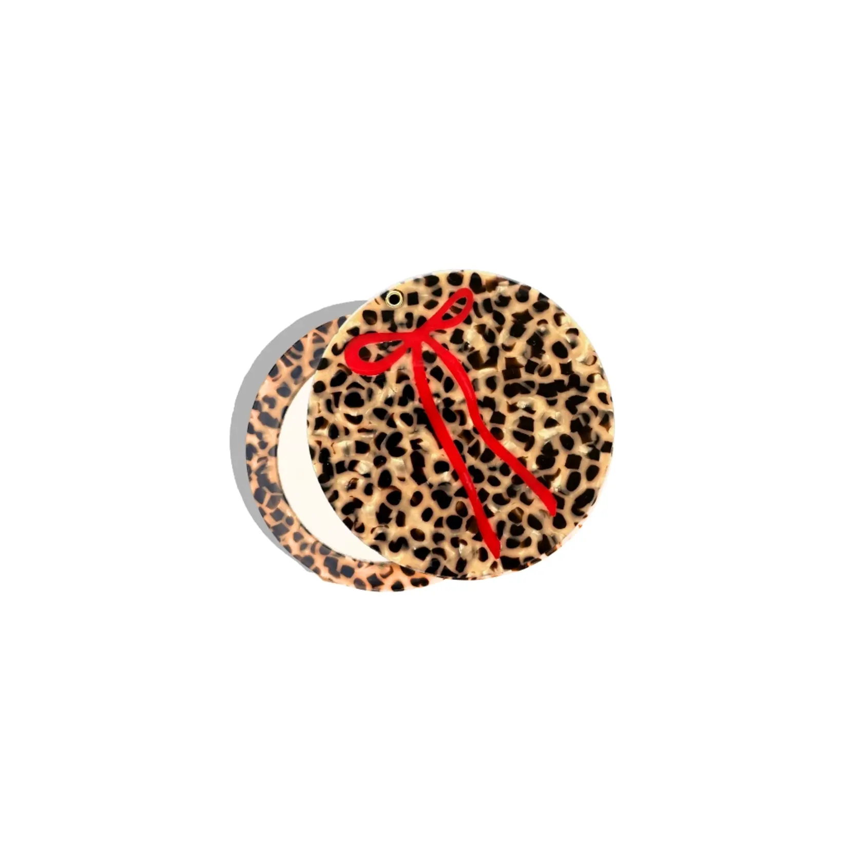 Solar Eclipse Hand-Painted Leopard Bow Compact Mirror