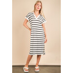 Very J Oversized Striped Midi-Cream FINAL SALE