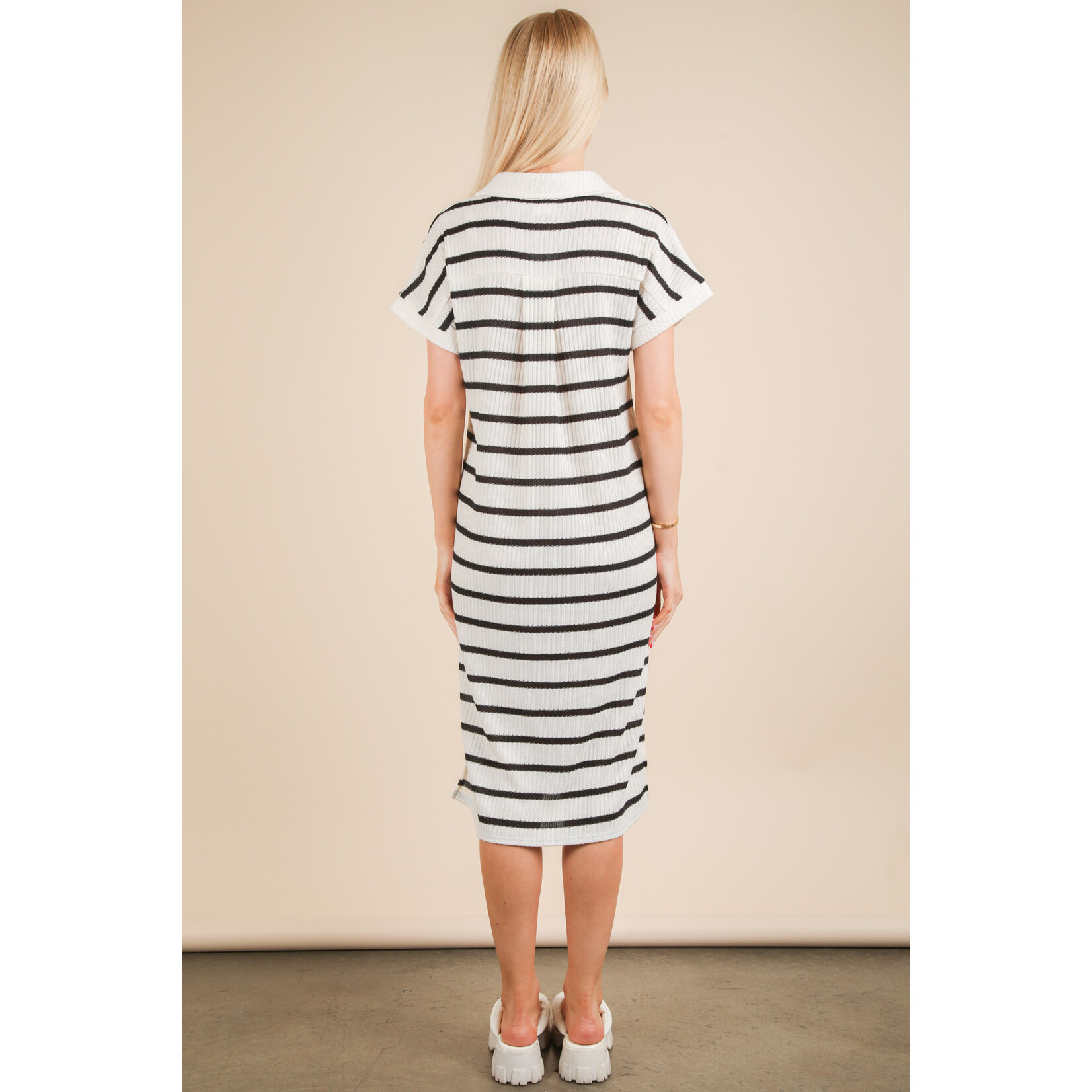 Very J Oversized Striped Midi-Cream FINAL SALE