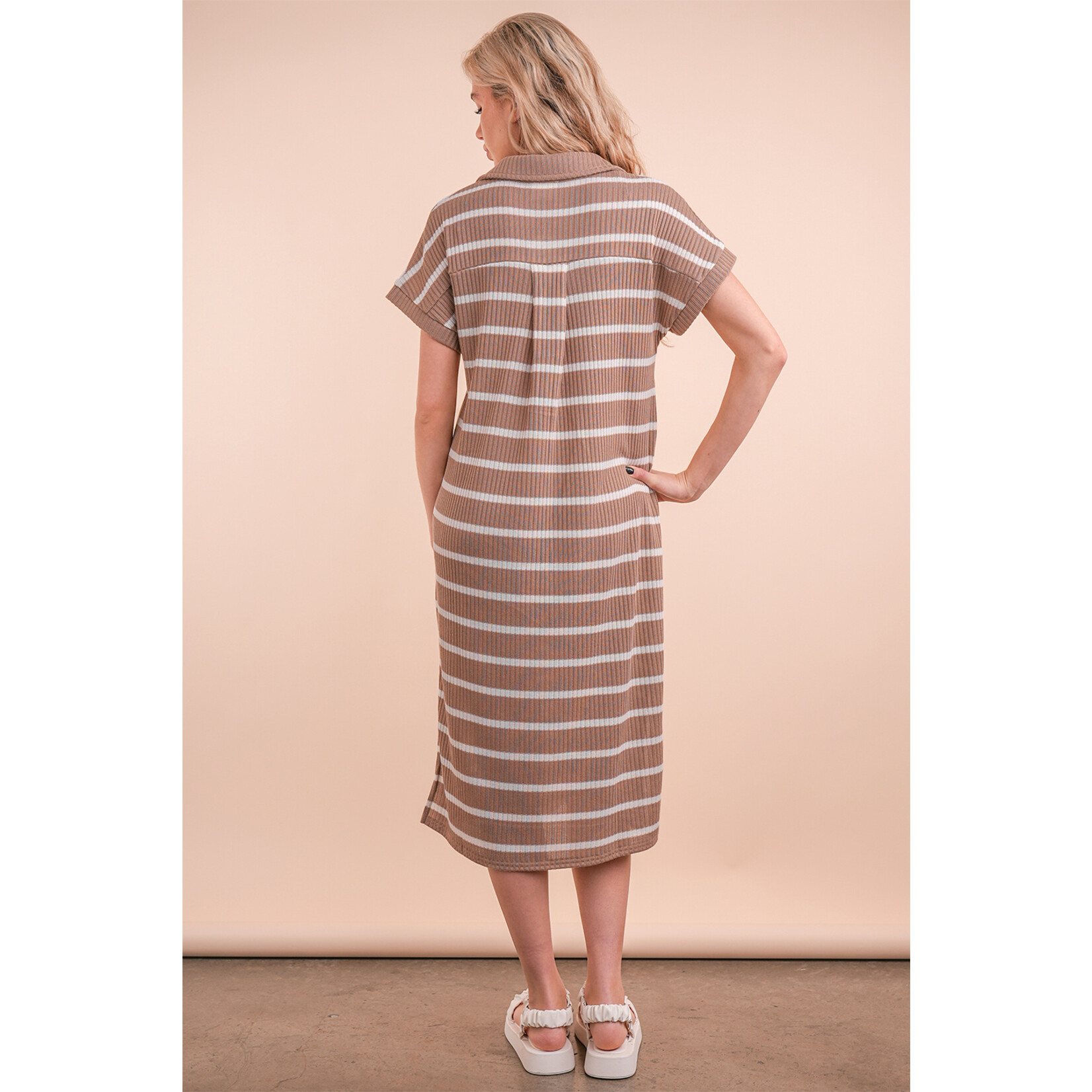 Very J Oversized Striped Midi-Mocha FINAL SALE