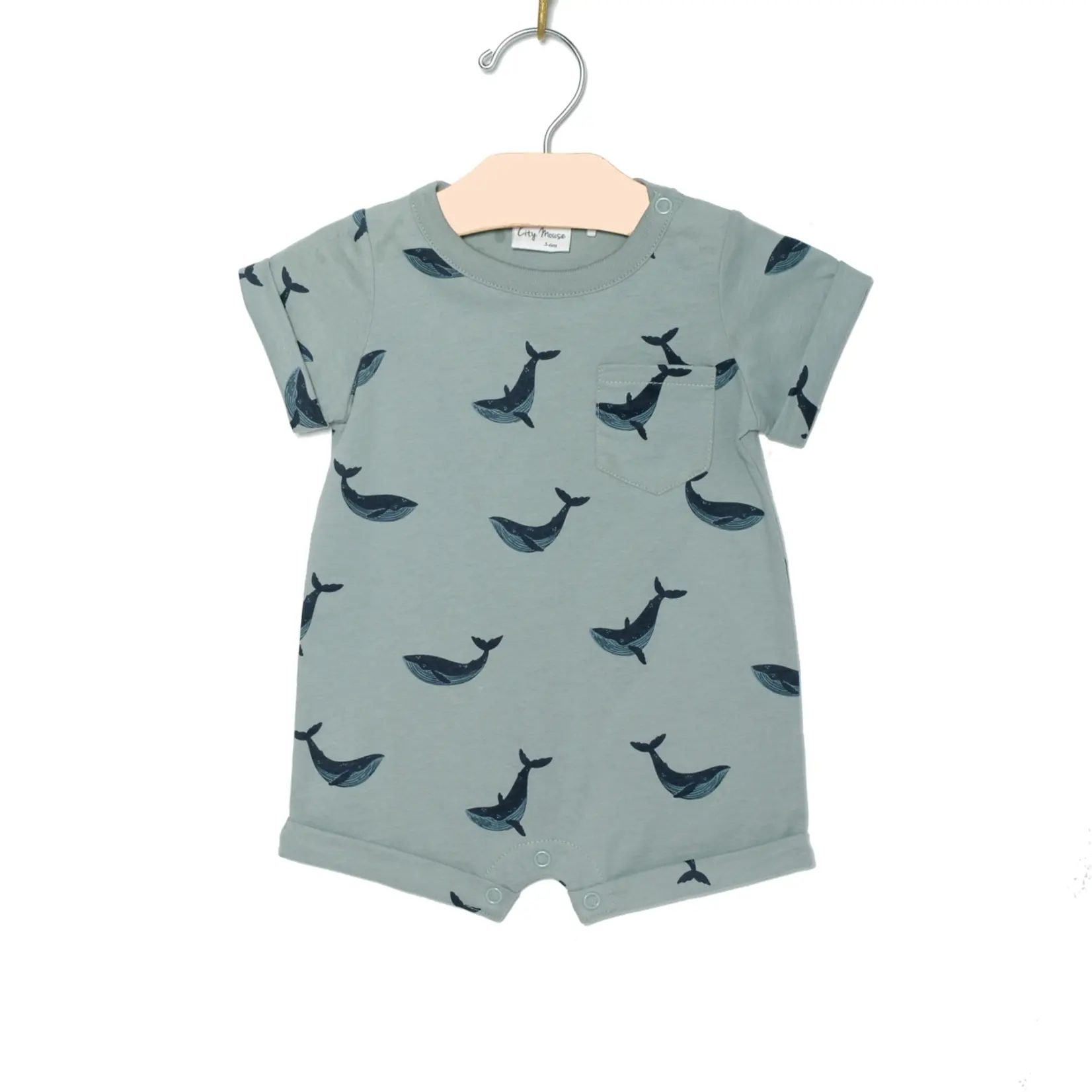 City Mouse Studio Romper- Blue Whale