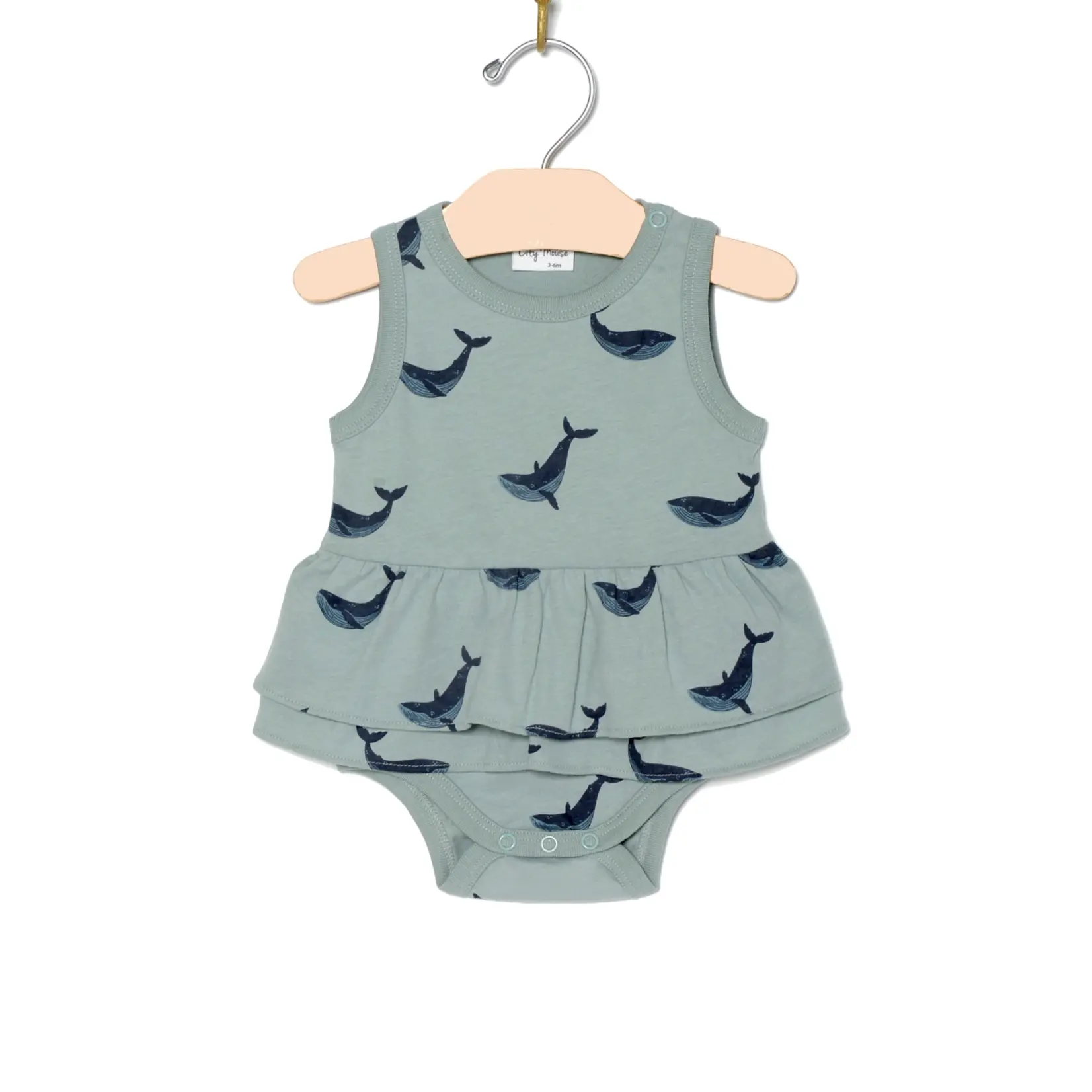 City Mouse Studio Skirted Bodysuit- Whales