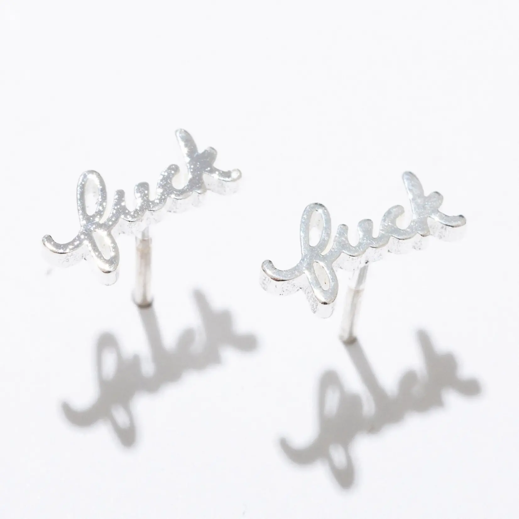 Larissa Loden Fuck Stud Earrings-Silver