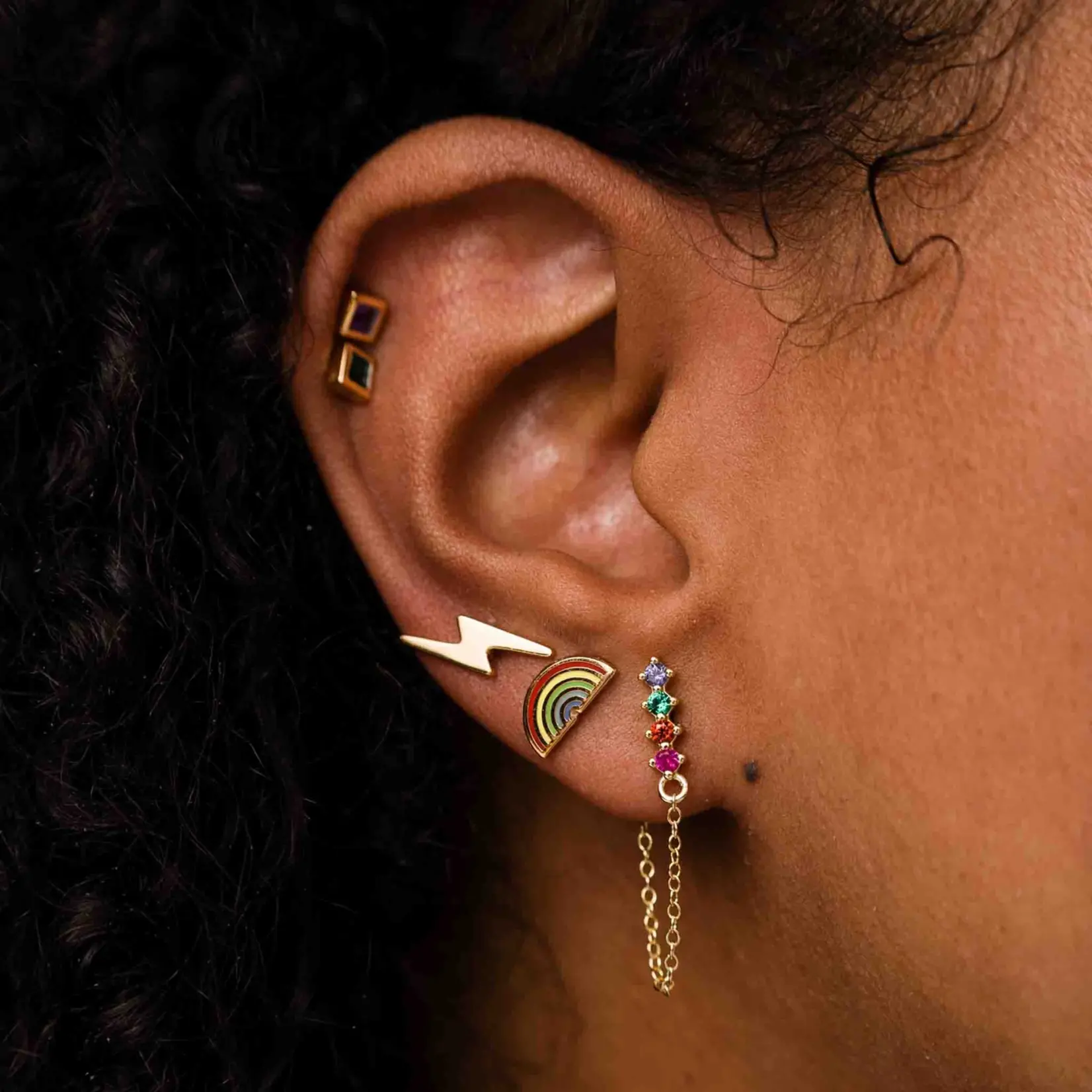 Larissa Loden Rainbow Chain Stud Earrings