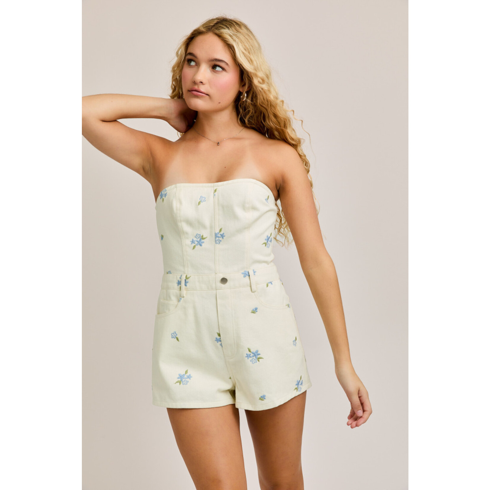 Lelis Embroidered Tube Romper