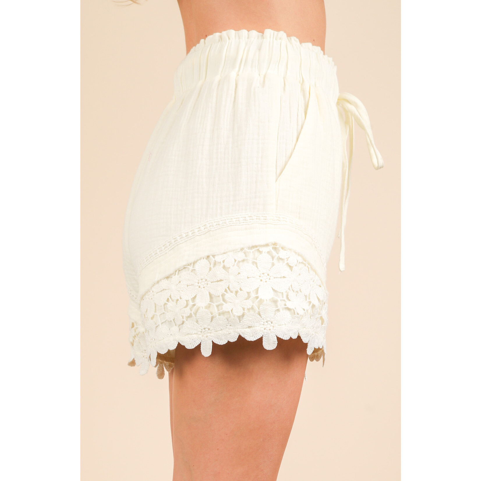 Very J Lacey Shorts-Natural FINAL SALE