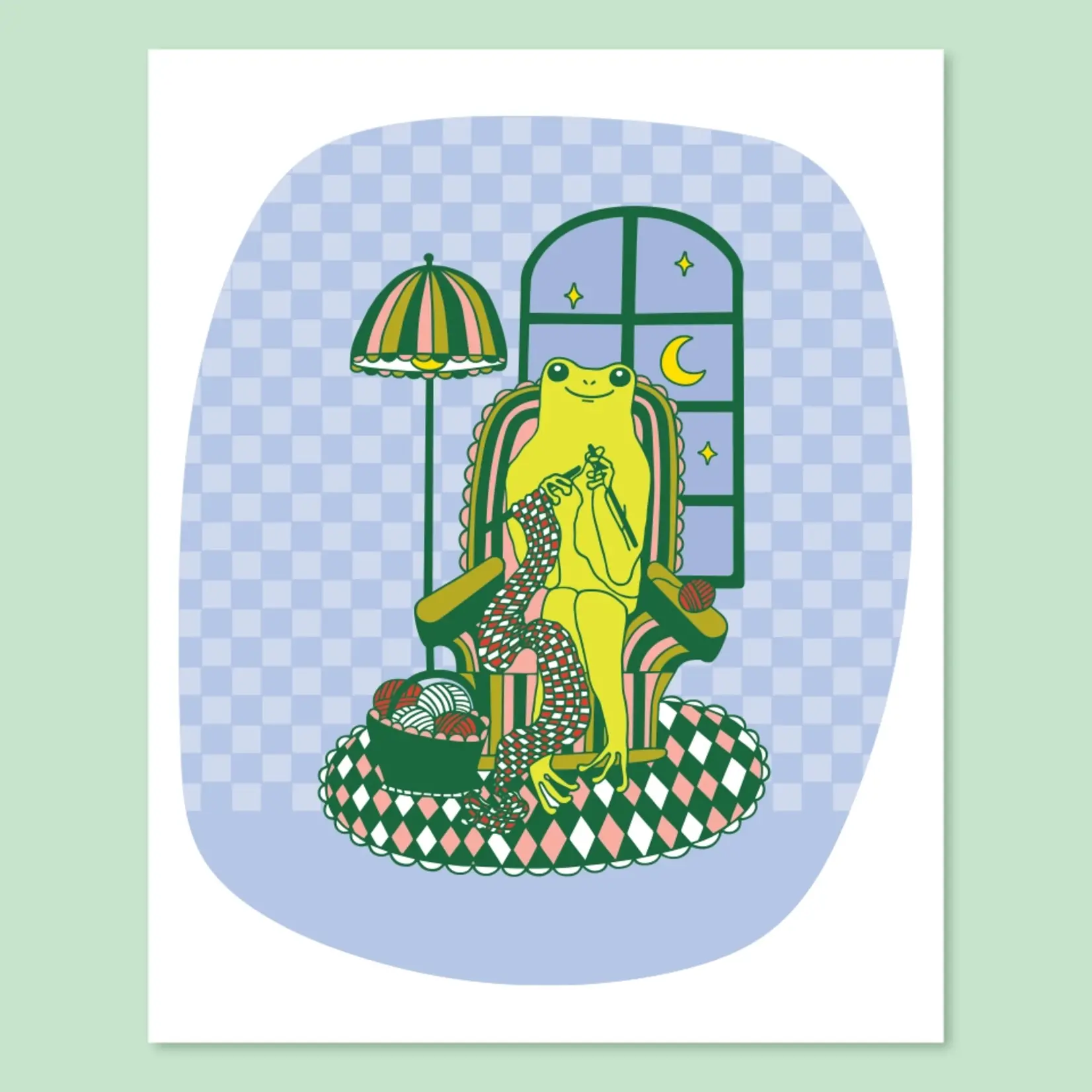 The Good Twin Knitting Frog Print