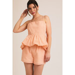 Gilli Bubble Hem Peplum Top & Short Set