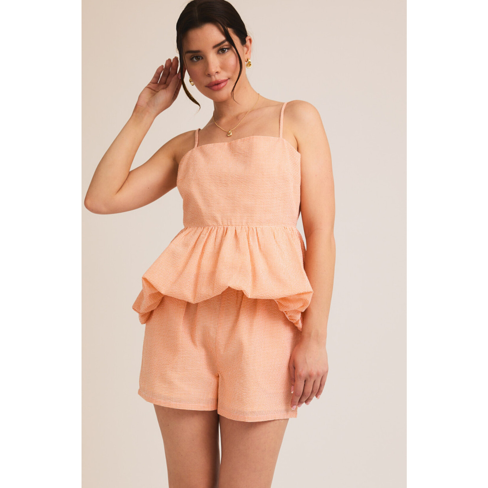 Gilli Bubble Hem Peplum Top & Short Set