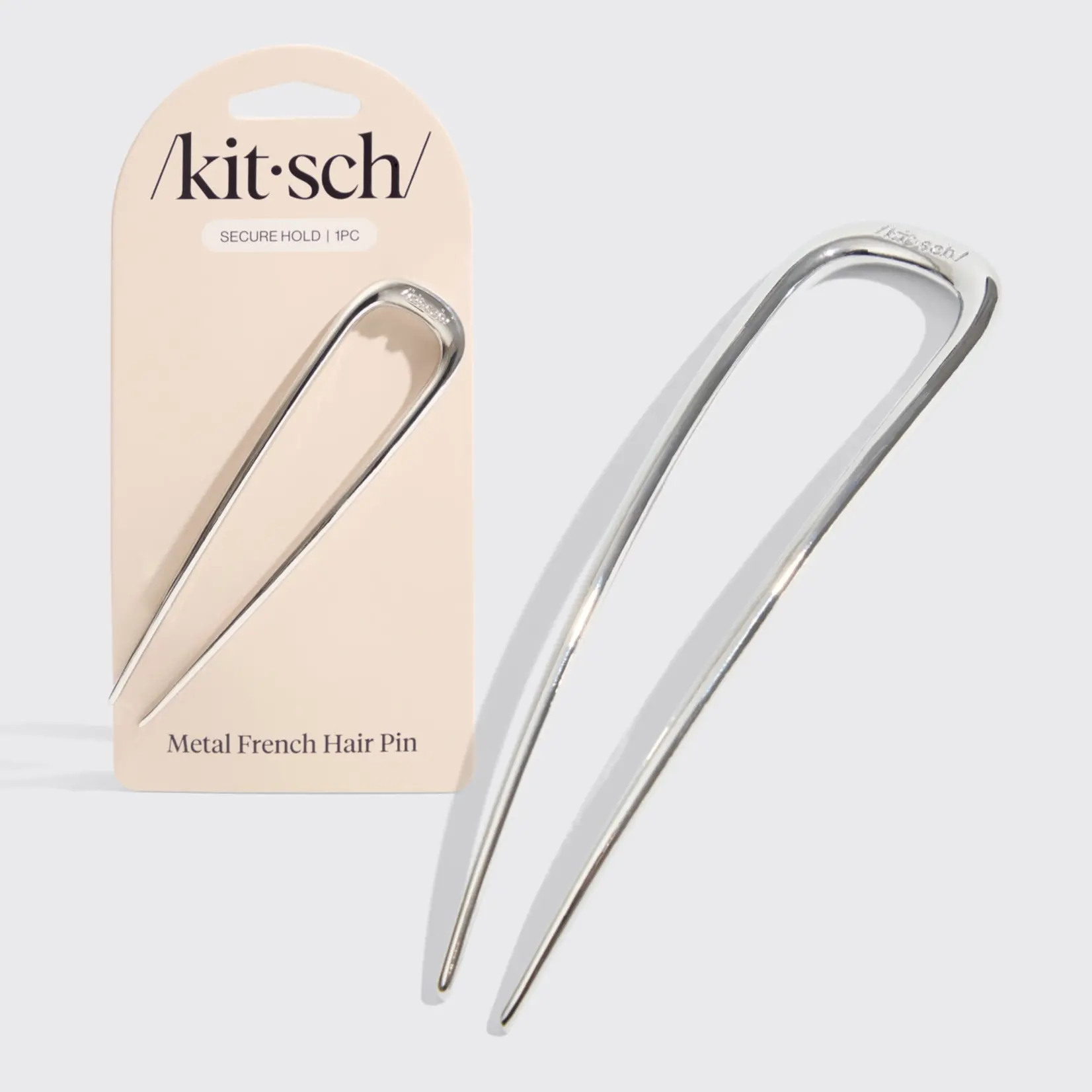 Kitsch Metal French Hair Pin 1pc- Silver