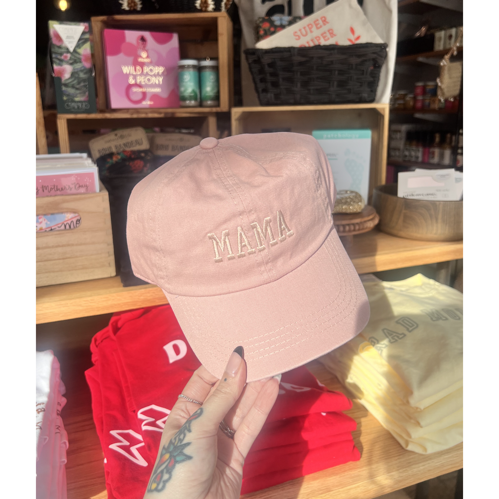 David & Young Mama Embroidered Cap-Dusty Pink