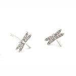 tai Pave Dragonfly Earrings-Silver