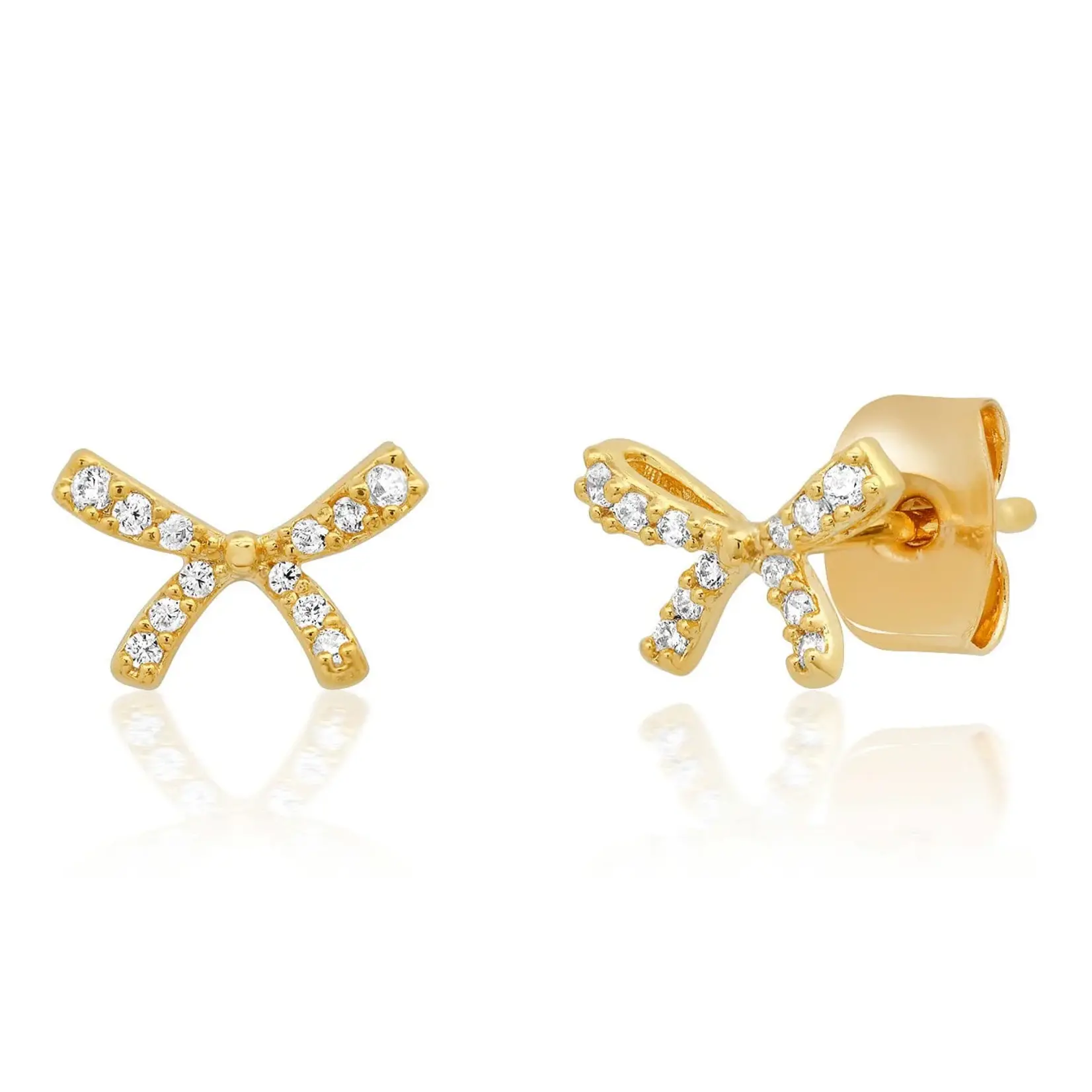 tai Pavé Cz Gold Bow Earrings