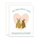 Yeppie Paper Bunny Makes Three Baby Card