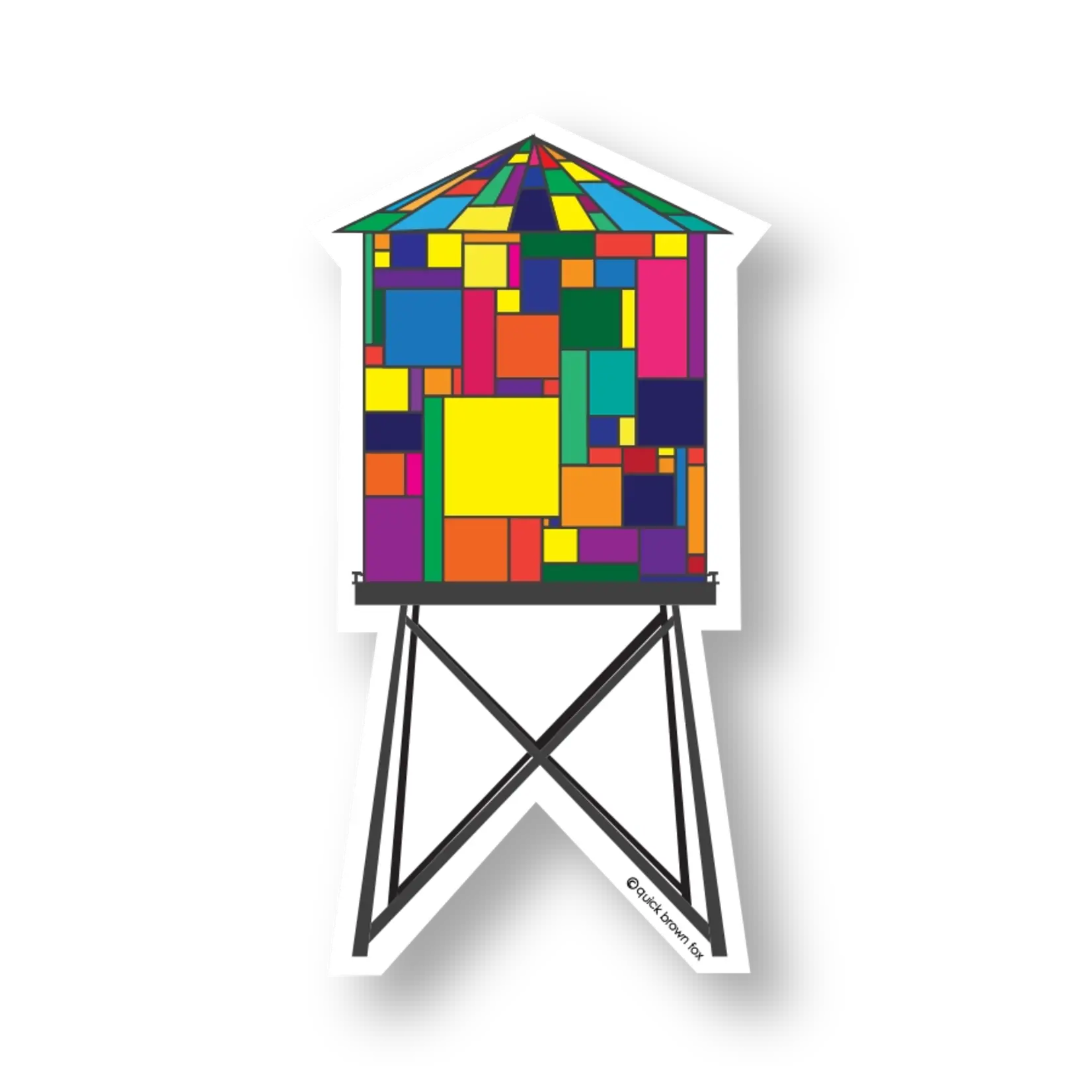 Quick Brown Fox Letterpress Water Tower Sticker