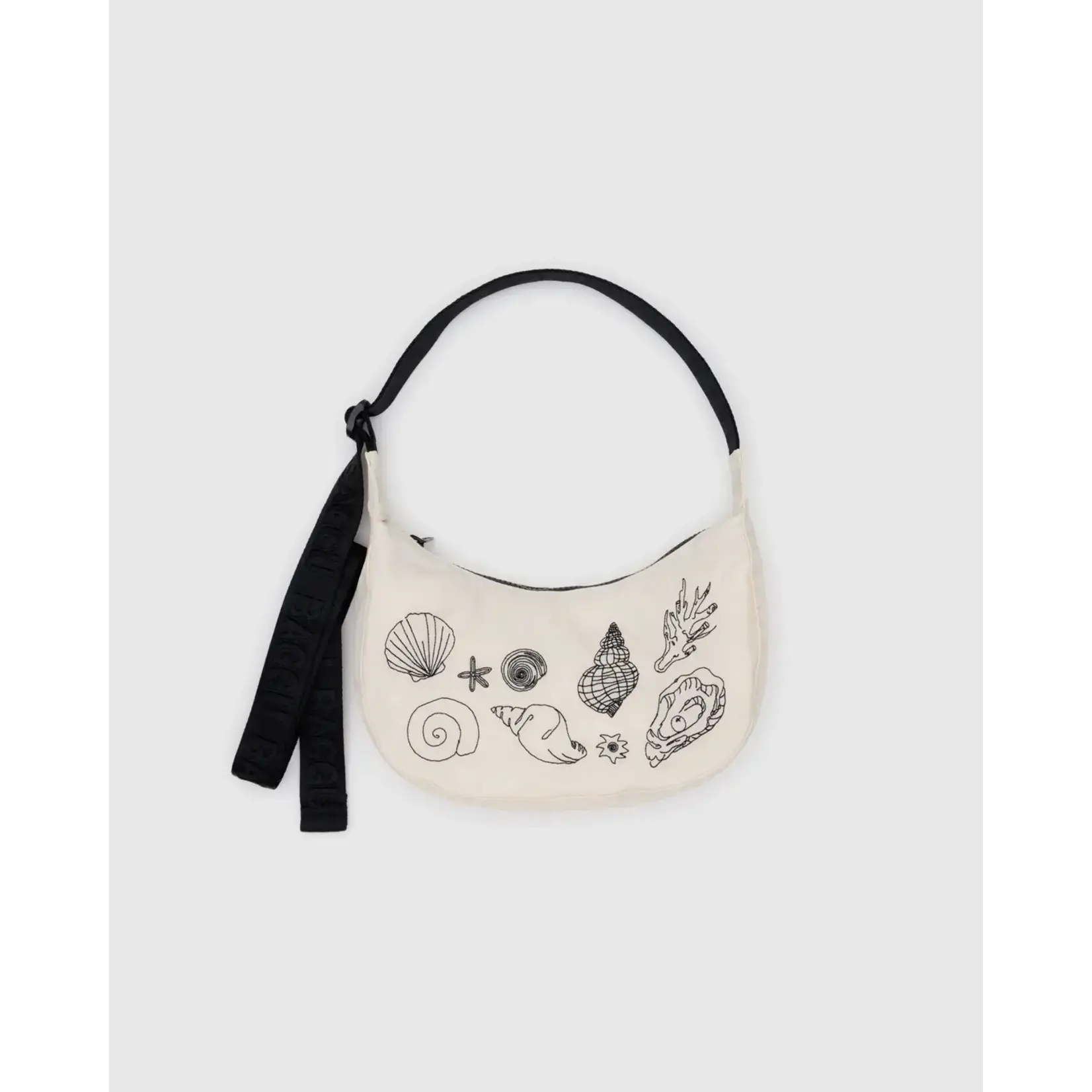 Baggu Small Nylon Crescent Bag - Embroidered Shells