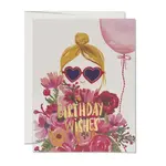 Red Cap Cards Heart Shaped Glasses Card