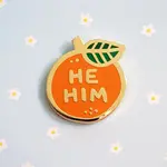 misomomo Pronoun Orange Pin - he/him