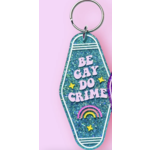 The Hissin' Kitten Be Gay Do Crime Keychain-Teal