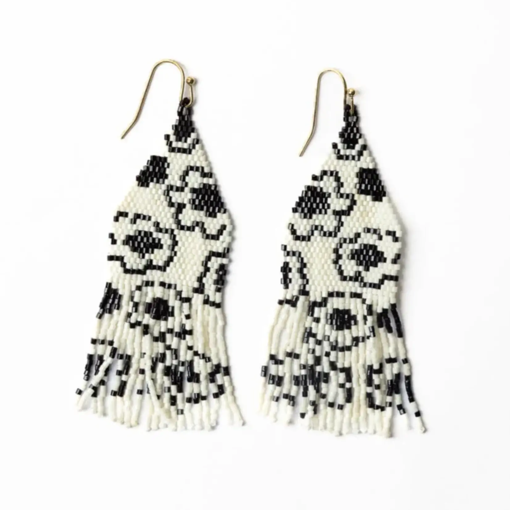 Ink +Alloy Delilah Poppies Earrings- ivory/black