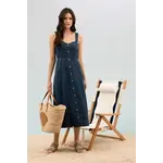 Blu Pepper Dark Chambray Button Maxi