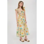 Blu Pepper Fruit Print Smocked Midi Dress