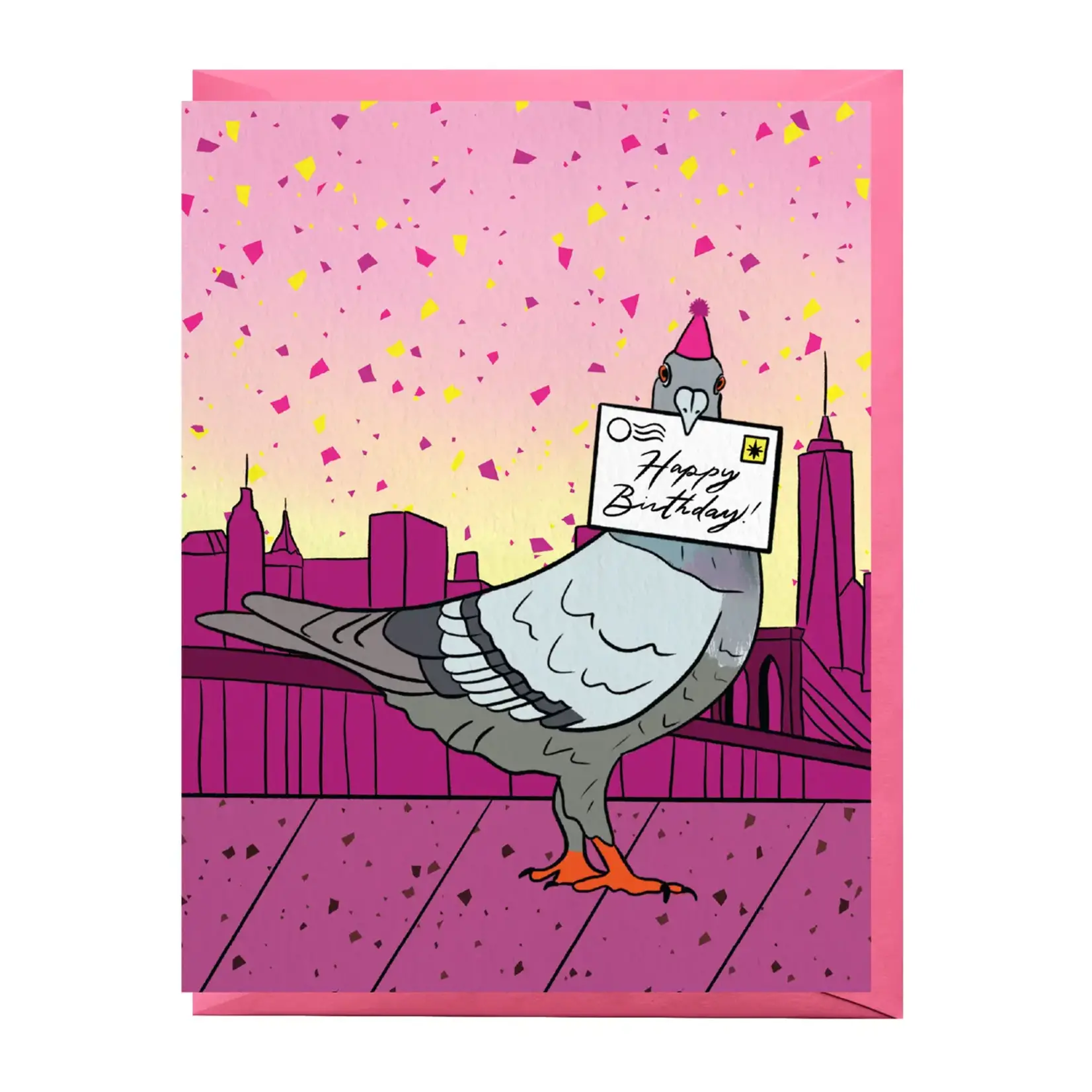 Boss Dotty New York Pigeon Birthday Card