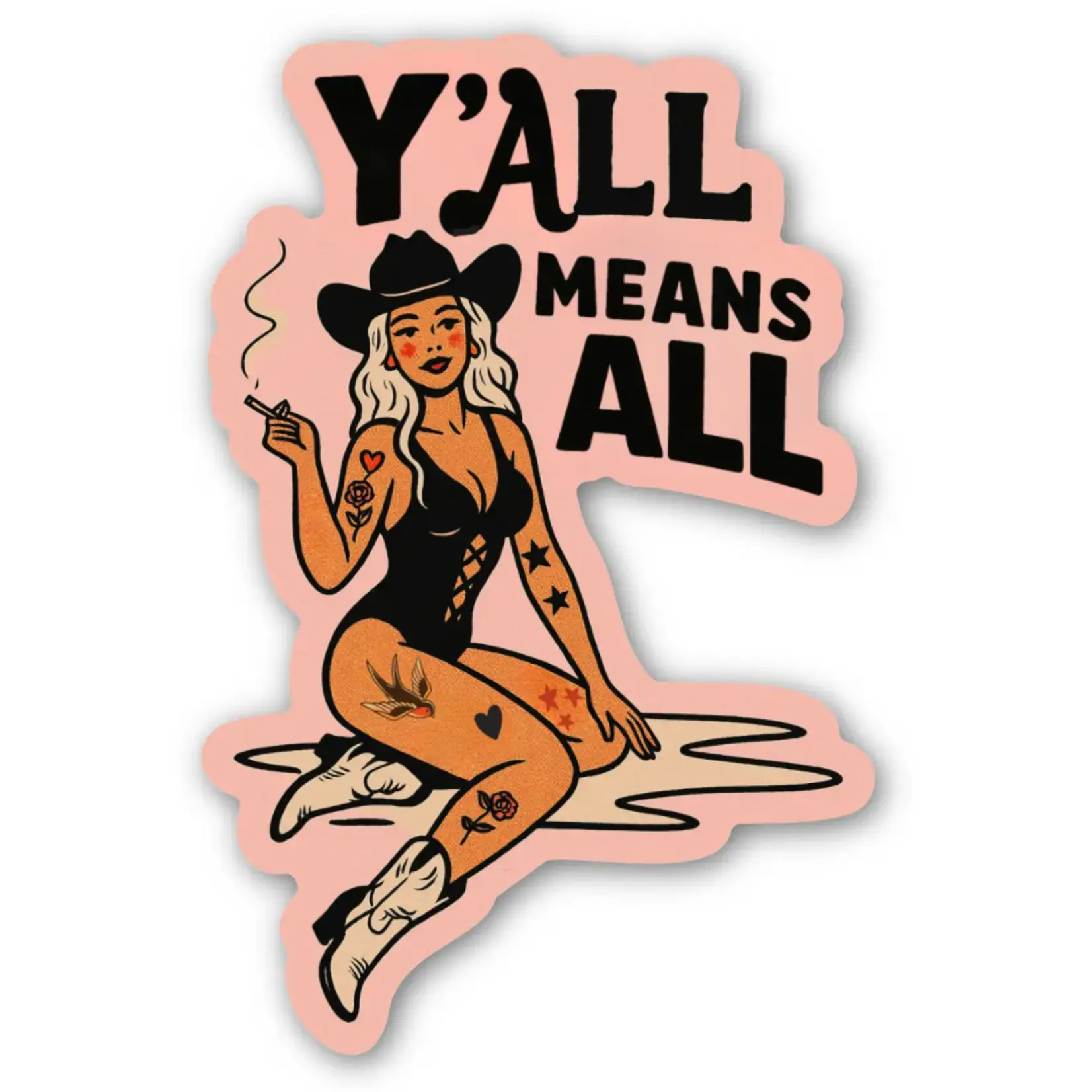 inviting affairs paperie Y’All Means All Cowgirl Sticker