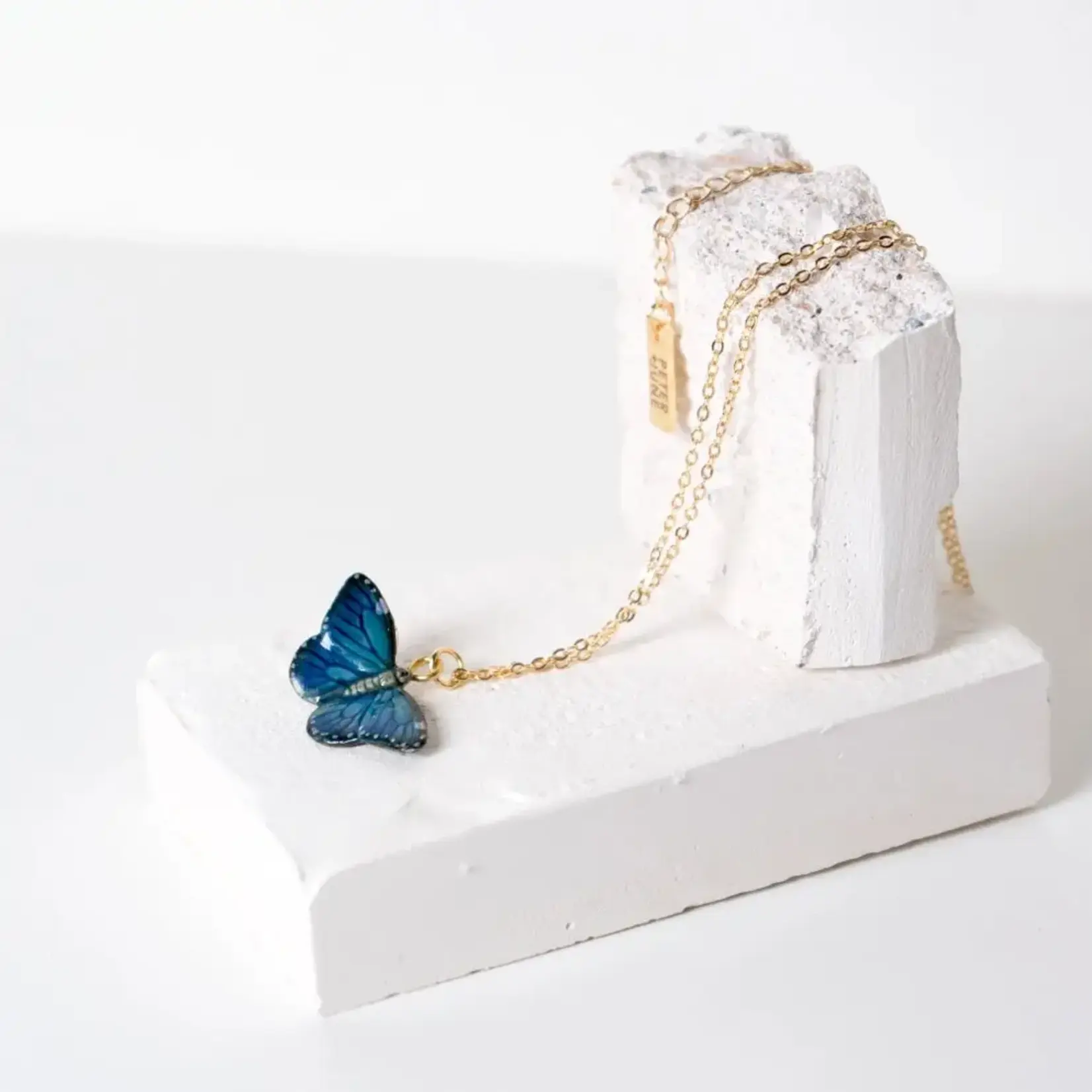 Peter and June Tiny Flutter Necklace- Sky Blue