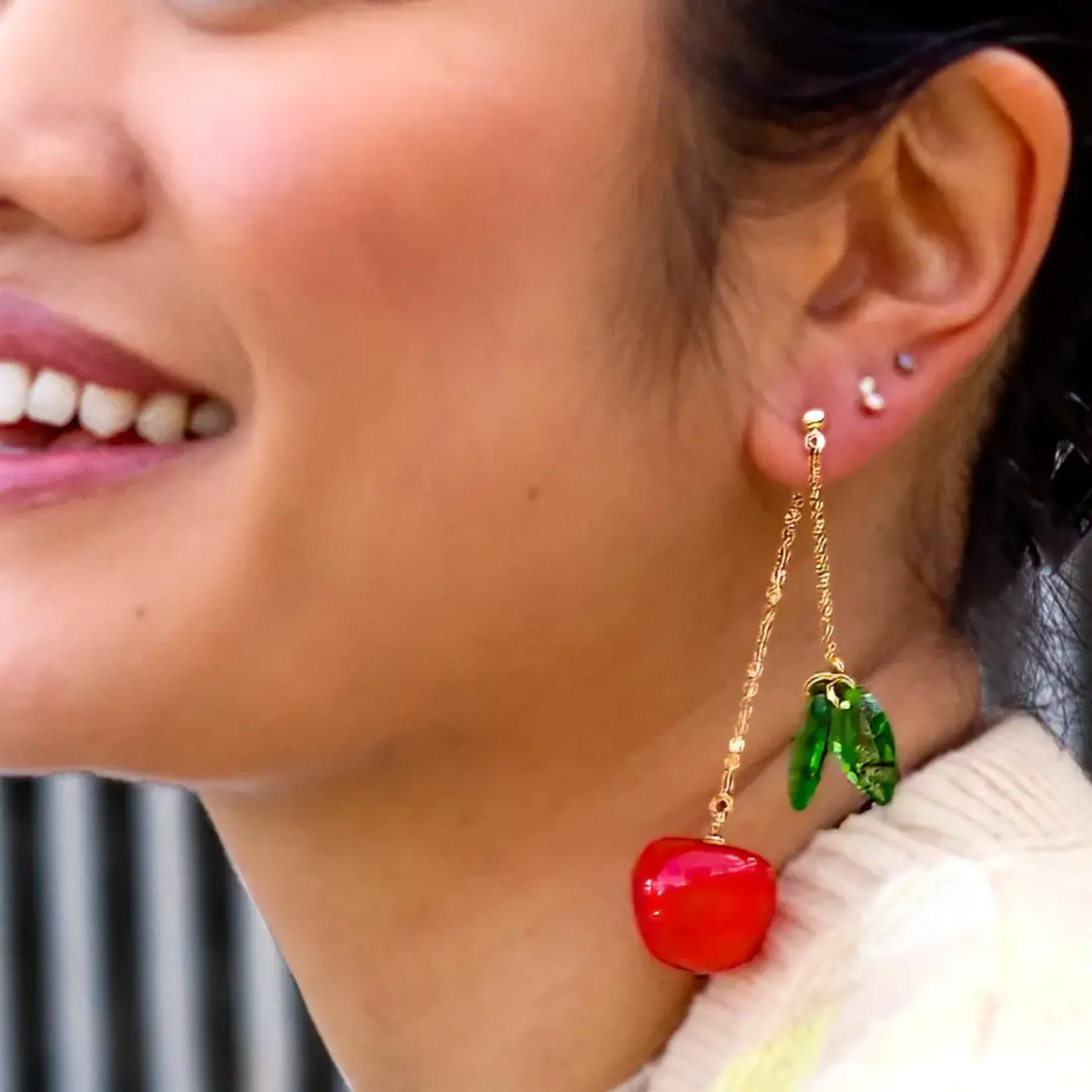 Peter and June Cherry Bomb Layered Earrings