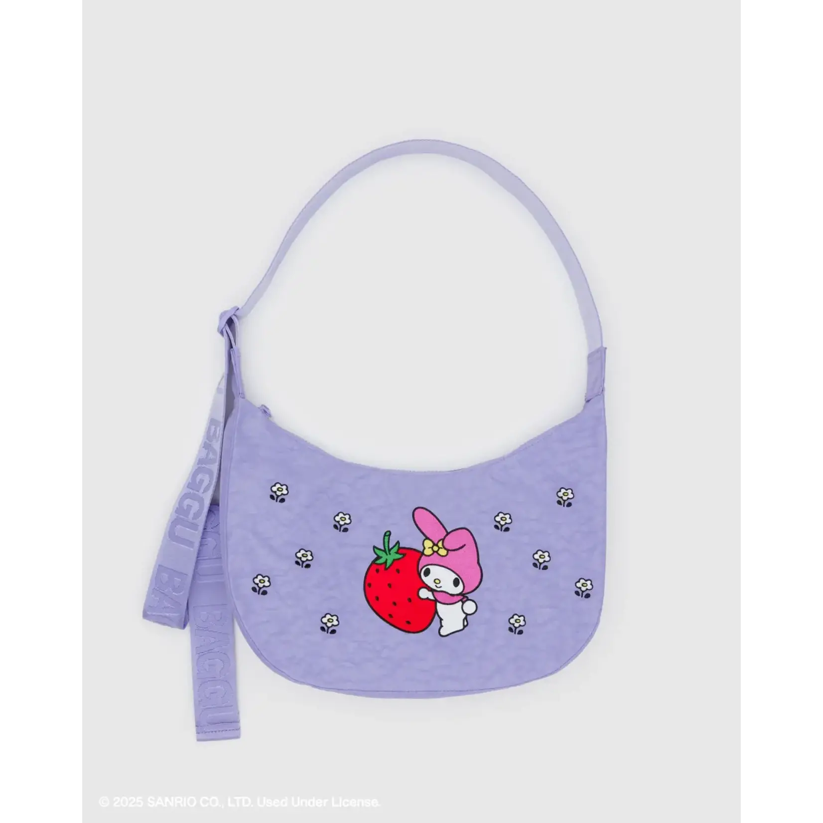 Baggu Medium Nylon Crescent Bag - Embroidered My Melody Strawberry