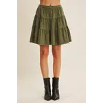 In February Ruffle Mini Skirt WASHED OLIVE