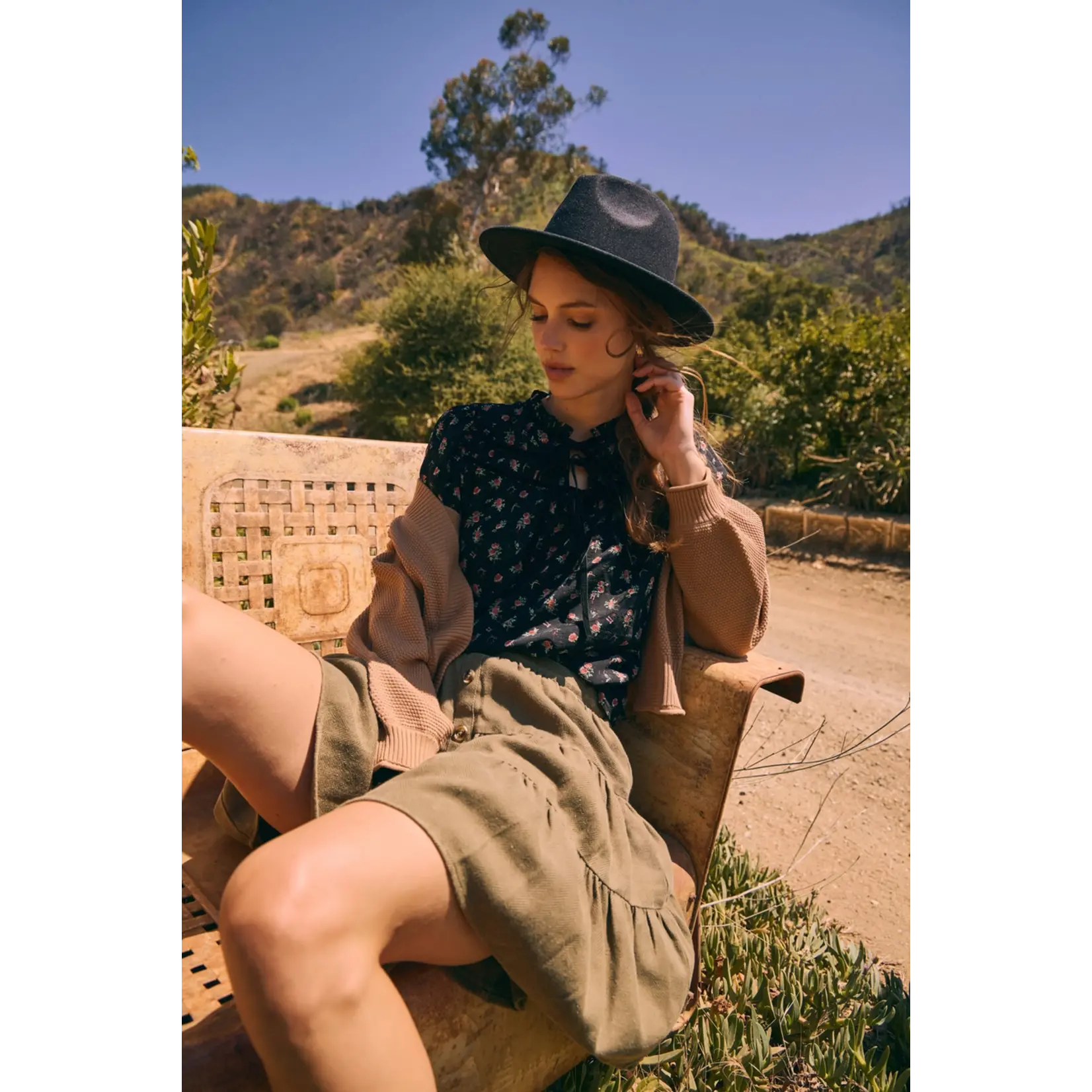 In February Ruffle Mini Skirt WASHED OLIVE