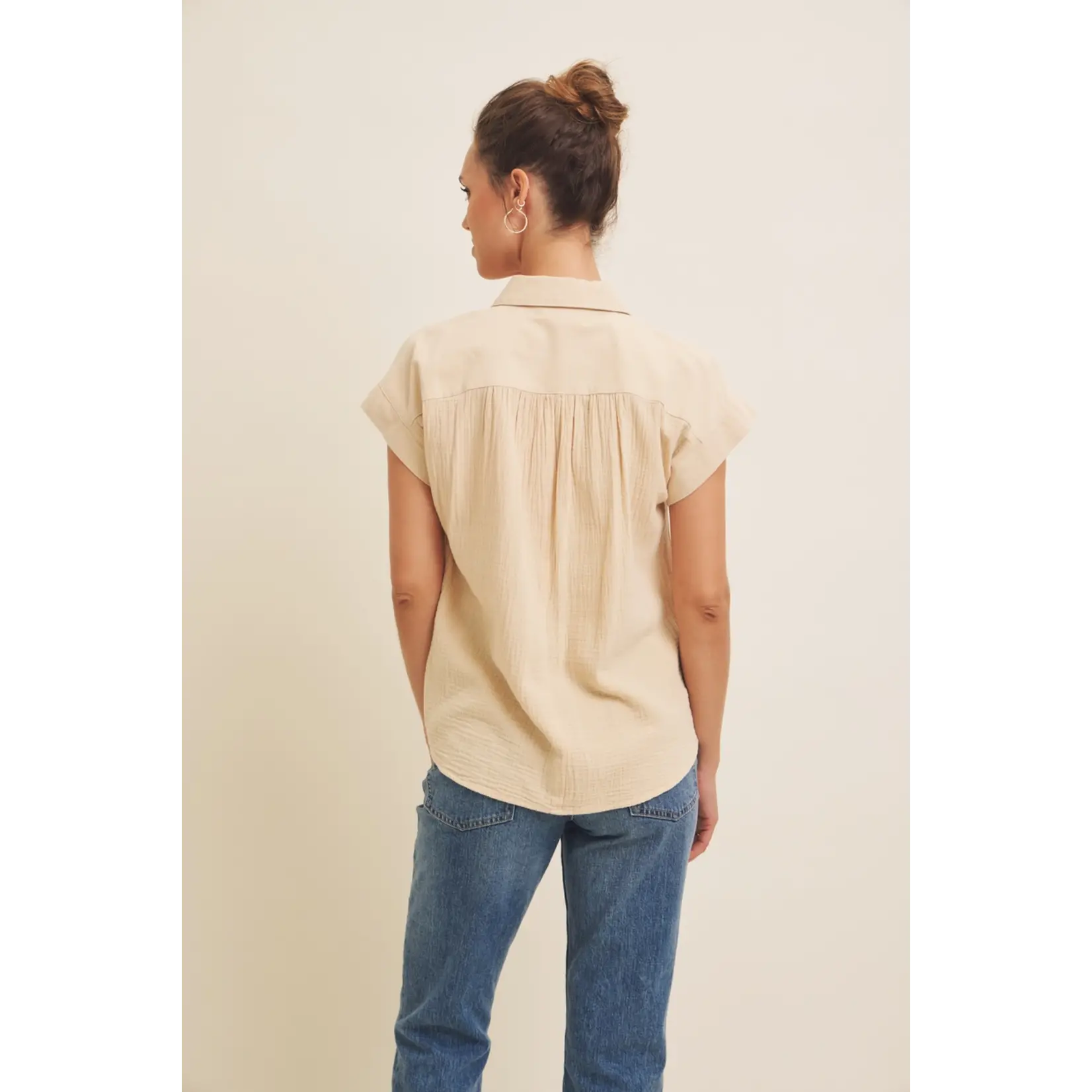 In February Gauze Button-Down NATURAL