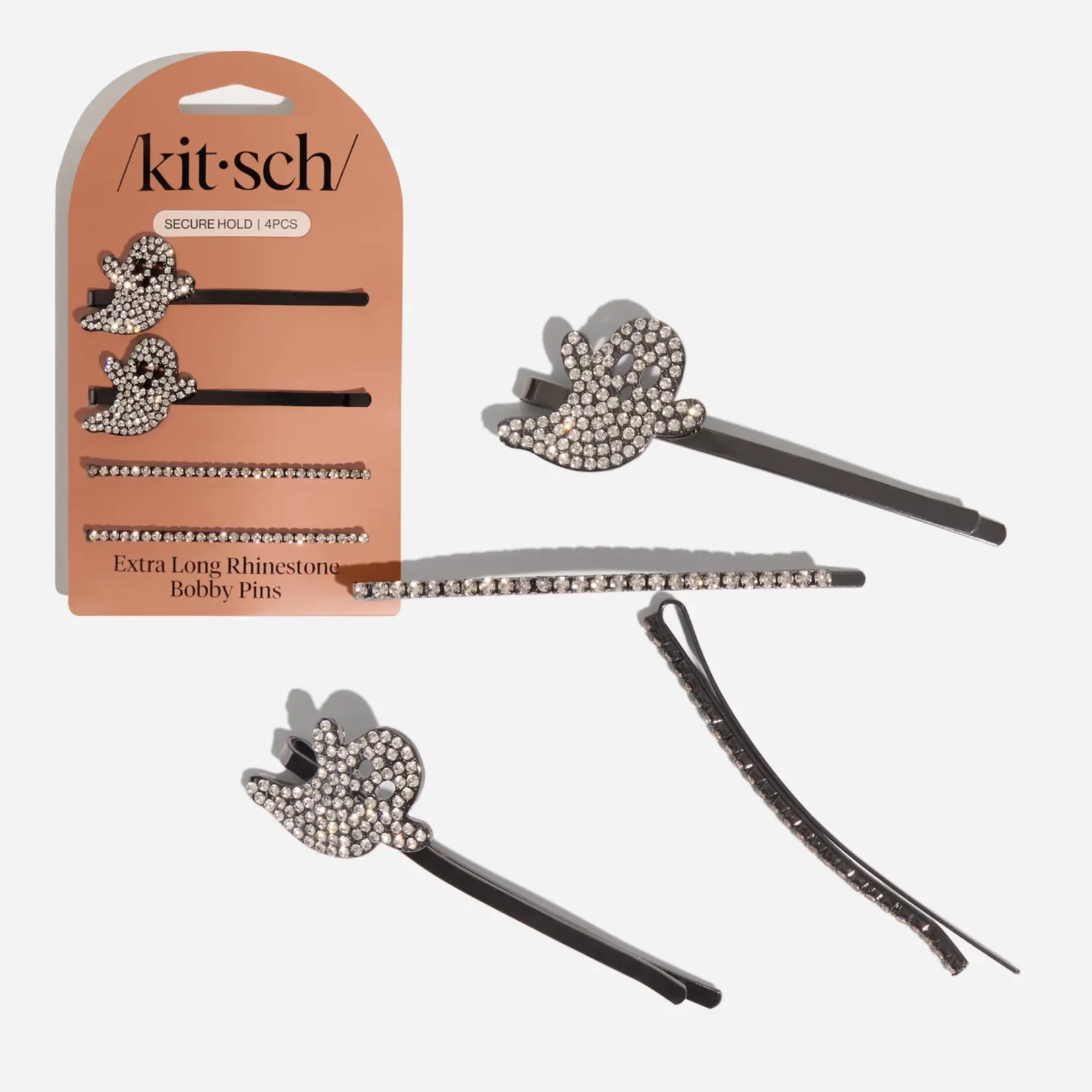 Kitsch Rhinestone Bobby Pins 4pc - Ghost