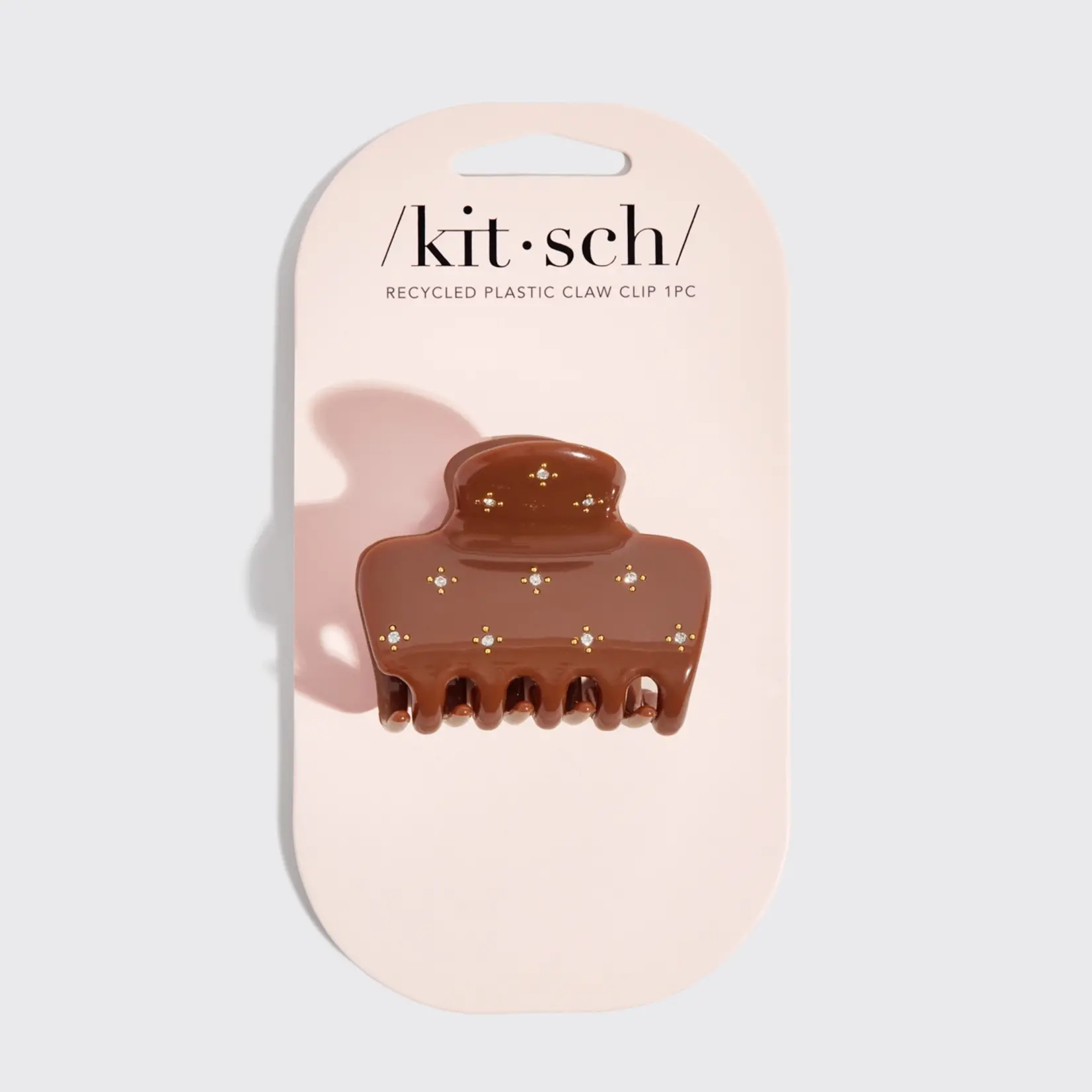 Kitsch Rhinestone Medium Puffy Claw Clip 1pc-Camel