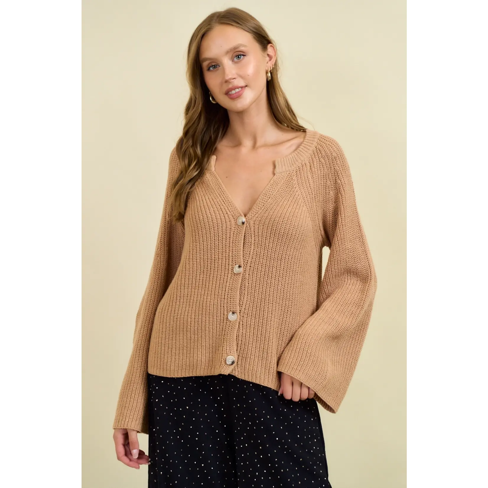 Doe and Rae Blouson Cardigan -Beige