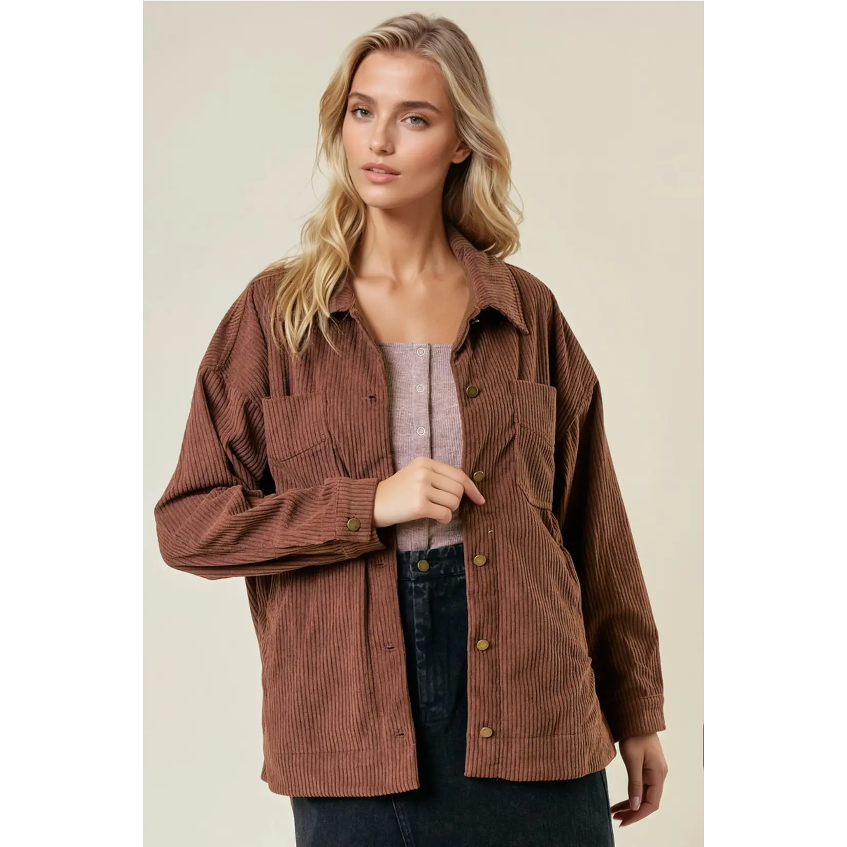 Doe and Rae Corduroy Oversized Jacket - CHOC