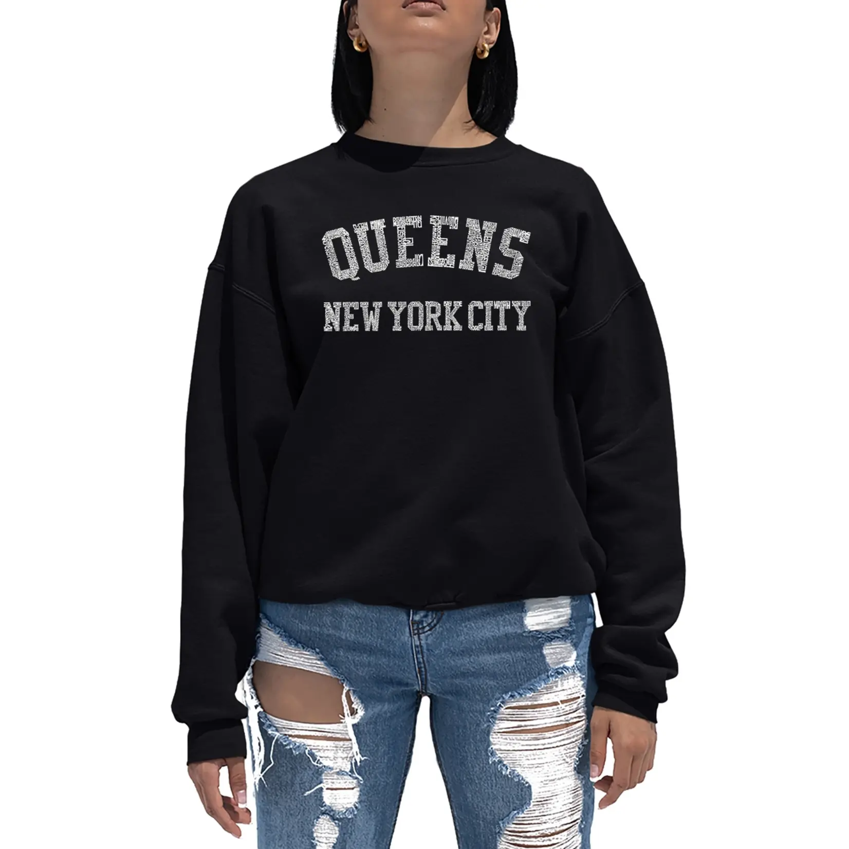 LA Pop Art Neighborhoods in Queens Crew-Black